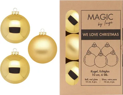 Produktbild von Weihnachtskugeln Glas 10cm 6 Stück - Inkagold