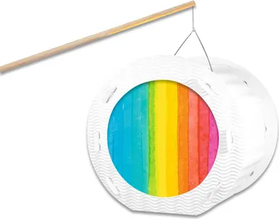 Immagine prodotto di Lanterne ritagliate a strisce arcobaleno Ø 17,5 cm, 24 pezzi
