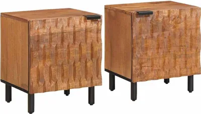 Zdjęcie produktu dla Szafka Nocna 2 pcs Brązowy 40 x 33 x 46 cm Drewno z mango