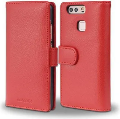 Image de Cadorabo Housse pour Huawei P9 en rouge Backcover Housse de protection pour téléphone portable Book Case Booklet Porte-cartes