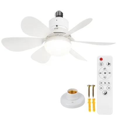 Produktbild von 40W 52cm Deckenventilator mit Beleuchtung und Fernbedienung, LED Deckenleuchte mit Ventilator Klein E27 Decken Ventilator Schlafzimmer Küche Esszimmer