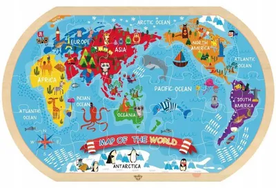 Produktbild von Tooky Toy Holz Weltkarten Puzzle - Lernspielzeug für Kinder