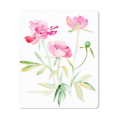 Produktbild von MuchoWow® Mauspad Mousepad Blumen - Aquarell - Rosa 30x40 cm - Mousepads - Maus Mat - Pad - Mausunterlage - Mausmatten