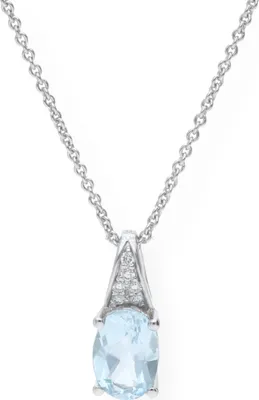 Produktbild von Kettenanhänger Weißgold 585 Brillanten Blautopas JL10-02-0784 JuwelmaLux
