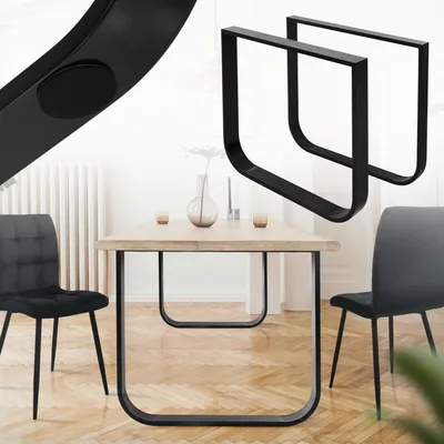 Produktbild von ML-Design 2 Stück Tischbeine B80xH72 cm, Tischkufen O-Form, aus Stahl pulverbeschichtet, Schwarz, Industriedesign Kufengestell für Esstisch