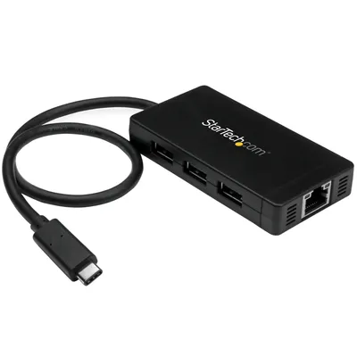 Produktbild von StarTech.com USB-C Hub 3x USB 3.0 + Gigabit Ethernet, 5 Gbps, schwarz