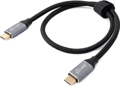 Obrázok produktu pre SYSTEM-S USB 3.1 Gen 2 100W kábel 50 cm od konektora typu C s opletením v čiernej farbe