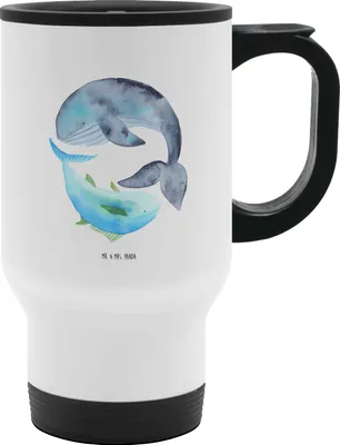 Produktbild von Mr. & Mrs. Panda Thermobecher Walfisch Thunfisch - Weiß - Geschenk, Wal, Witz, Auslaufsicher, Mehrwegbecher, Wahl, Spruch Des Tages, Lustig, Tunfisch, Kaffeebecher To Go