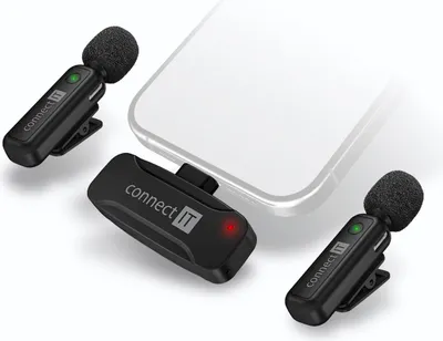 Zdjęcie produktu dla CONNECT IT Zestaw bezprzewodowego mikrofonu lavalier USB-C (2 odbiorniki)