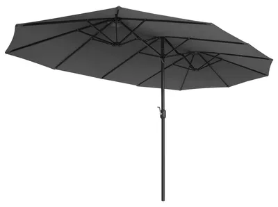 Image de Parasol double 460 x 270 cm, très grand parasol, parasol de jardin, protection UV jusqu'à UPF 50+, parasol de terrasse, avec manivelle, pour le jardin, le balcon, l'extérieur, sans pied, gris ardoise GPU36GY