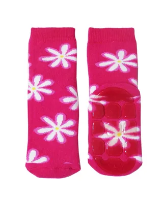 Produktbild von Kinder ABS-Socken für Mädchen aus Baumwolle Gänseblümchen Pink Größe 19-22