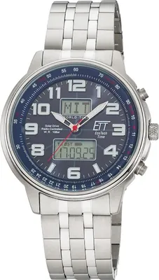 Obrázek produktu pro ETT EGS-11733-32M Rádiem řízené pánské solární hodinky Hunter II ocel/modrá
