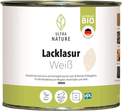 Produktbild von ULTRA NATURE Lacklasur 0,375L, Weiß