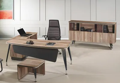 Produktbild von Garnitur Büro Eckbürotisch Bürotisch Set 3tlg Holz Büromöbel Braun