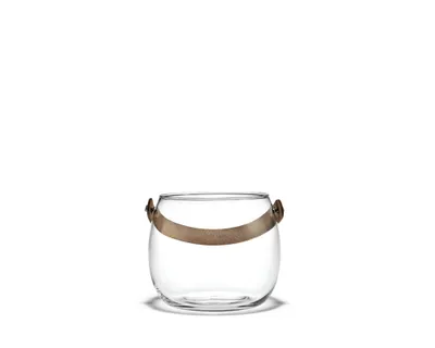 Produktbild von Holmegaard With Light Glasschale mit Lederhenkel 12 cm (h) Design Maria Berntsen
