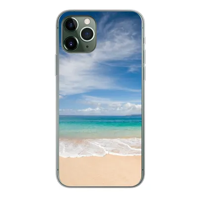 Produktbild von MuchoWow® Handyhülle Schutzhülle Hülle für iPhone 11 Pro Ein tropischer Strand auf Hawaii, an dem die Wellen an Land gespült werden Silikon Softcase Handy Hülle - Handy