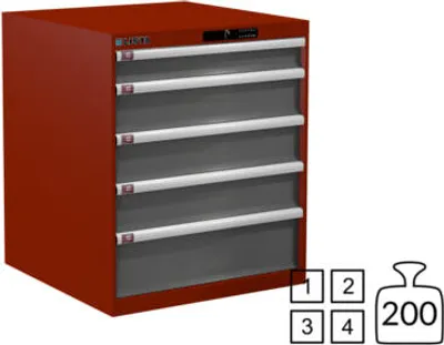 Produktbild von Lista Schubladenschrank - 78.165.522 - 850x717x725 mm (HxBxT) - 5 Schubladen - 200 kg - Code Lock - RAL 3003/NCS S 6502-B