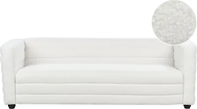 Zdjęcie produktu dla BELIANI Sofa 3-osobowa złamana biel tapicerowana boucle czarne nóżki grubo wyścielana styl nowoczesny do salonu
