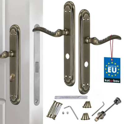 Produktbild von KOTARBAU® Türgriff Türschloss 72 mm WC Türbeschlag ZnAl Langschild Türgriffe Türdrückergarnitur Innentüren lange Rosette Drückergarnitur Türbeschlag Türdrücker Türklinke dekoriert patiniert