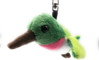 Produktbild von Onwomania Plüsch / Kuschel / Stoff Tier Schlüsselanhänger Kolibri grün Vogel 11 cm