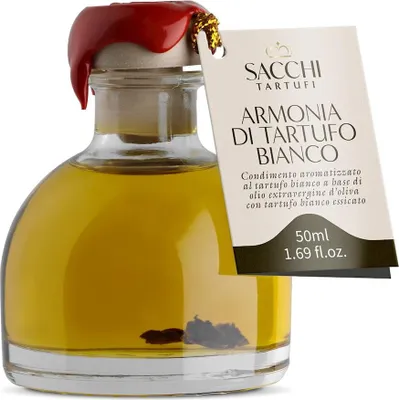 PRZYPRAWA NA BAZIE OLIWY Z OLIWEK Z TRUFLĄ BIAŁĄ 50 ml - SACCHI TARTUFI