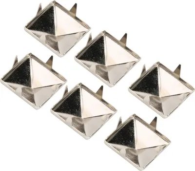 Produktbild von 100 Stck 15mm Vierbacken Nieten Metall Punk Spikes Quadratische Nieten Leder Spitzennieten fr Punk, Handwerk, Leder, Kleidung, Schuhe, Dekoration (Silber)