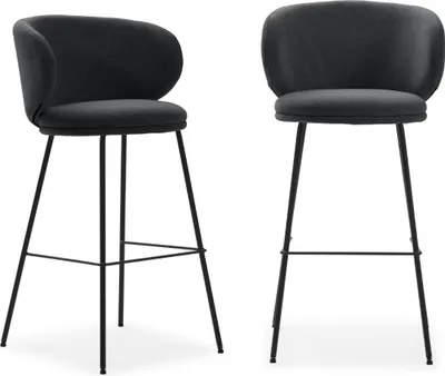 Immagine prodotto di Calicosy - Set di 2 sgabelli in tessuto con gambe in metallo nero H65 cm - RUSH