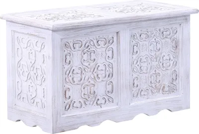 Obrázek produktu pro Dřevěná truhla Ceyda - White Wash 80 cm