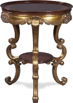Produktbild von Casa Padrino Luxus Barock Beistelltisch Dunkelbraun / Gold Ø 58 x H. 70 cm - Runder Mahagoni Tisch im Barockstil - Barock Wohnzimmer Möbel