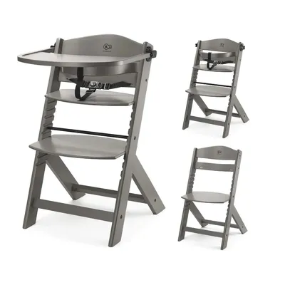 Zdjęcie produktu dla Drewniane krzesełko do karmienia Kinderkraft ENOCK 2w1, ergonomiczne, regulowane, od 6 miesięcy do 35 kg, z tacką, kompatybilne z CALMEE