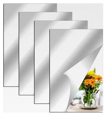 Produktbild von 4 Stück Spiegelfliesen, 20cm×30cm Selbstklebende Spiegelfliesen für Bad, Schlafzimmer, Umkleidezimmer und Fernseher Hintergrundwand