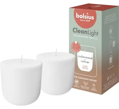 Zdjęcie produktu dla Bolsius Wkładka do świecy zapachowej CleanLight drzewo cedrowe i wetiweria 2 szt.