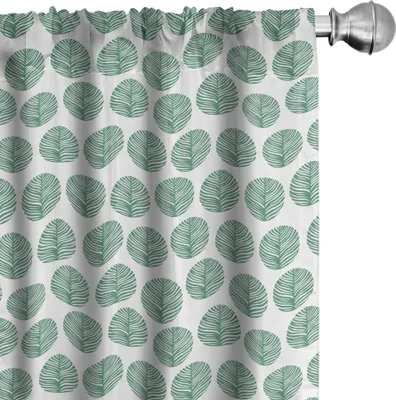 Zdjęcie produktu dla ABAKUHAUS Zasłony leśne, firanki, gałęzie drzew Woody w kółkach, grafika ekologiczna, 2 sztuki 75 x 175 cm, kolor zielony leśny i biały