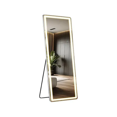 Produktbild von Spiegel langer Spiegel Ankleidespiegel LED-Spiegel Standspiegel  Ganzkörperspiegel großer Spiegel Silber 160*50cm【JXJ27】