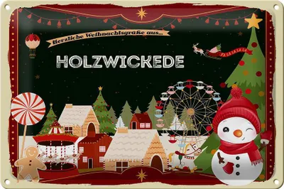 Produktbild von Blechschild Weihnachten Grüße HOLZWICKEDE 30x20cm