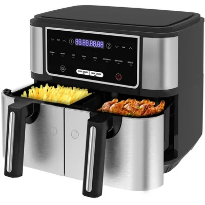 Produktbild von Heißluftfritteuse Doppelkammer 10L - Heissluftfritteuse XXL 2600 W, Airfryer mit 2 Körben, 8 Programmen, Friteuse Heissluft ohne Öl
