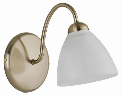 Immagine prodotto di Applique bianca con paralume ADEL in ottone dorato, 1xE27x15W, metallo, dimensioni: 19x27x27 cm, IP20, Alfa