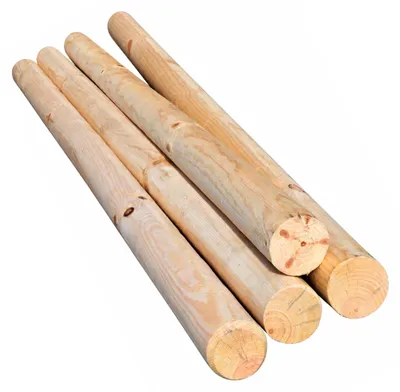 Produktbild von TIMBERMIK Holzpalisaden Ø 8x140 cm 4er-Set Beidseitig Gefast Unbehandelt Kiefernholz Nicht Imprägniert Ohne Spitze