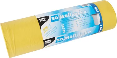 Produktbild von Papstar Müllsäcke, LDPE 120 l 110 cm x 70 cm gelb, 4 x 50 Stück