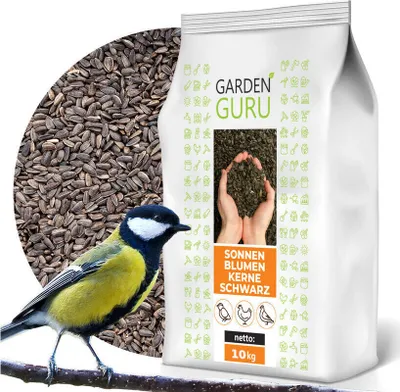 Produktbild von GardenGuru Schwarze Sonnenblumenkerne Wildvogel 10 kg Vogelfutter Winter Winterfutter