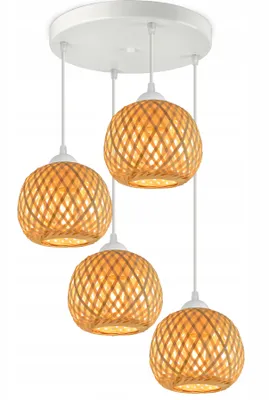 Produktbild von LUXOLAR Pendelleuchte Natural Bambus 4 flammig E27 60 W - Deckenleuchte BOHO Design -Hängelampe für Wohnzimmer, Küchen