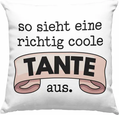 Produktbild von Trendation - Beste Tante Geschenk Deko-Kissen mit Füllung 40x40 mit Spruch  Deko-Kissen mit Füllung 40x40 für Coole Tante (Blau)