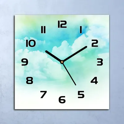 Produktbild von Wanduhr Echt-Glas-Küchenuhr Aquarell Wolke Quarz Lautlos 30x30 Deko Bilder