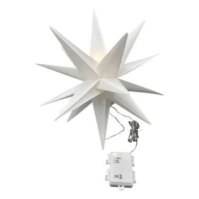Produktbild von Coen Bakker LED Weihnachtsstern weiß hängend 35cm Batterie Timer außen
