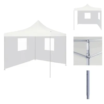 Image de vidaXL Tente de réception professionnelle pliable avec 2 parois latérales 2×2 m en acier blanc - Pavillons et tentes de réception