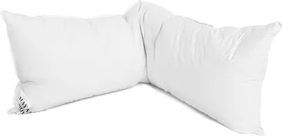 A white V-shaped pillow is shown against a white background.