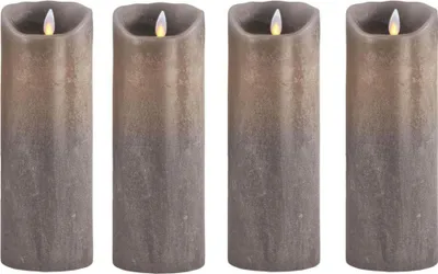 Produktbild von Sompex Flame LED Echtwachskerzen 4er Set taupe 23cm fernbedienbar
