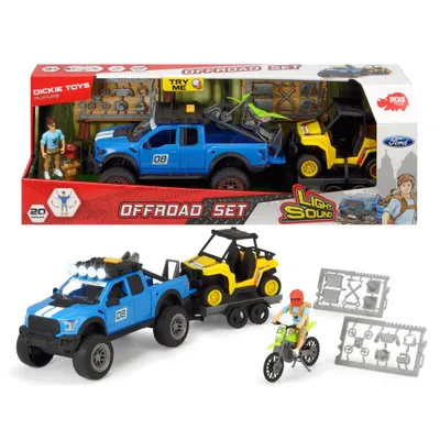 Image de Dickie Toys Playlife Offroad Set, moto, quad, véhicule tout-terrain, figurine, jouet, avec accessoires, 203838003