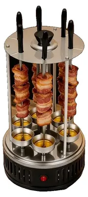 Produktbild von Elektrischer Rotiergrill, 1000W Leistung, 220-240V Spannung, Maximaltemperatur 400-500℃, Abmessungen 20*37,5 cm, Freistehender Montagetyp