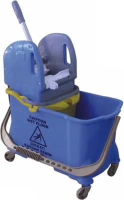 Image de Seau simple - Chariot de nettoyage - Chariot de nettoyage humide pour usage privé et professionnel, bleu/gris, 24/10 litres.